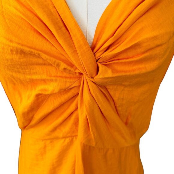 Sandro Rambla Twist‎ V-Neck Puff Sleeve Maxi Dress Orange Size 40 Large - Picture 6 of 12
